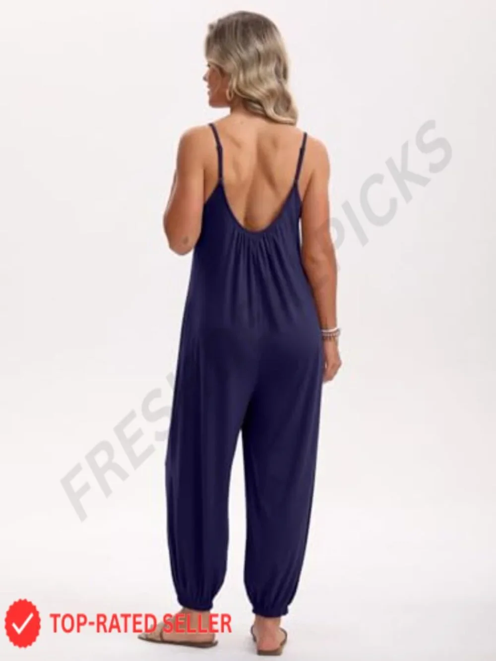 Sleeveless Spaghetti Strap Jumpsuit for Women Casual Summer Romper with Pockets